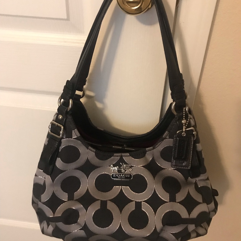 Black and Silver Coach Purse